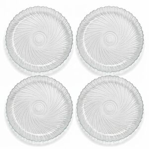 Arcoroc Seabreeze Swirled, Scalloped, Clear Glass 7.5" Salad Plate | Set of 4